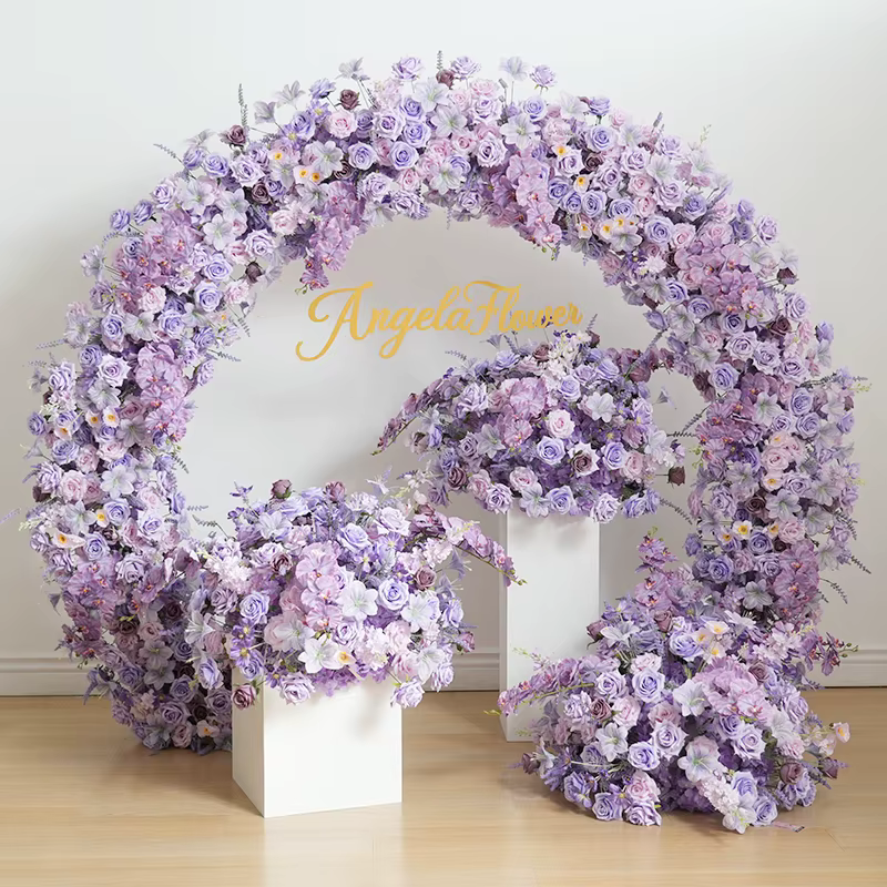 Angela fleur A9002 artificielle violet lavande Rose Arrangement Floral corne arc allée