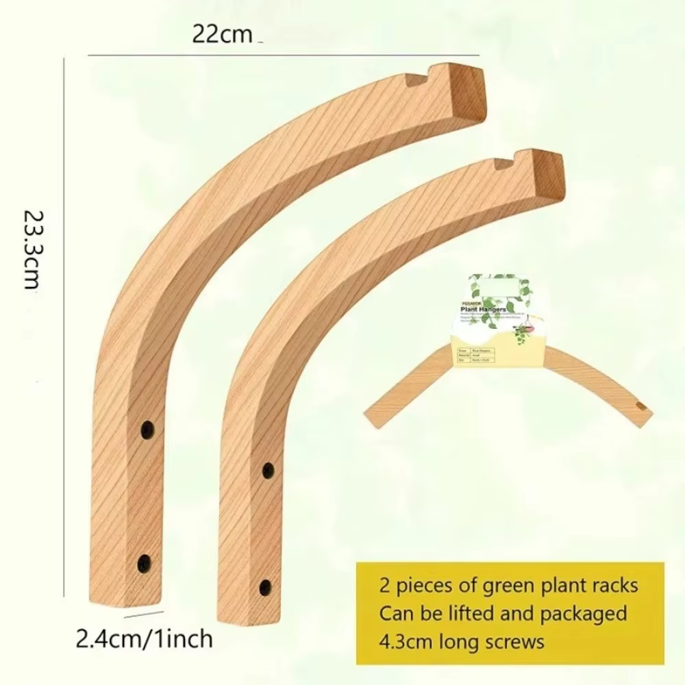 Support mural en bois naturel pour plantes suspendues