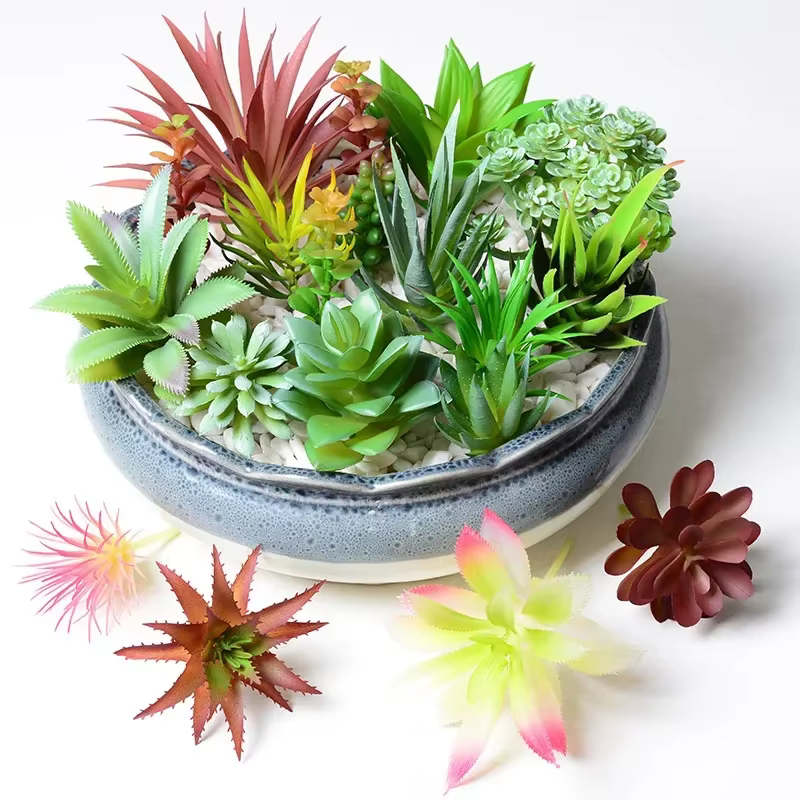 12 pièces plantes succulentes en PVC vert fausse plante succulente pour la maison jardin petit bonsaï décor fleur