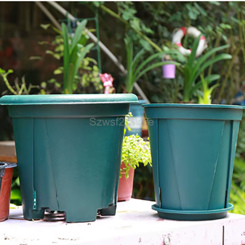 Plateaux de pots de fleurs en plastique vert