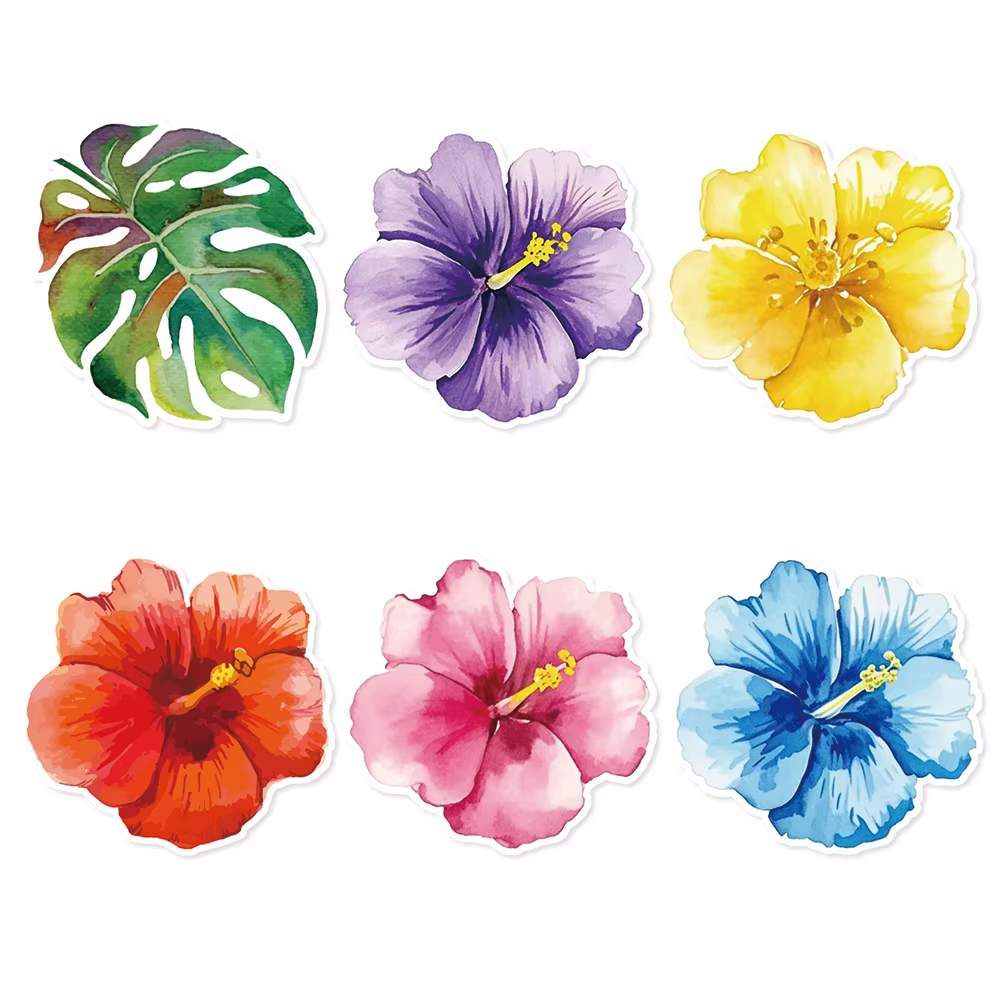Napperons en papier jetables à fleurs d'hibiscus hawaïennes