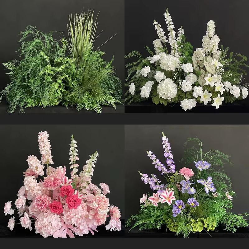 Arrangement floral de sol en feuilles de plantes vertes