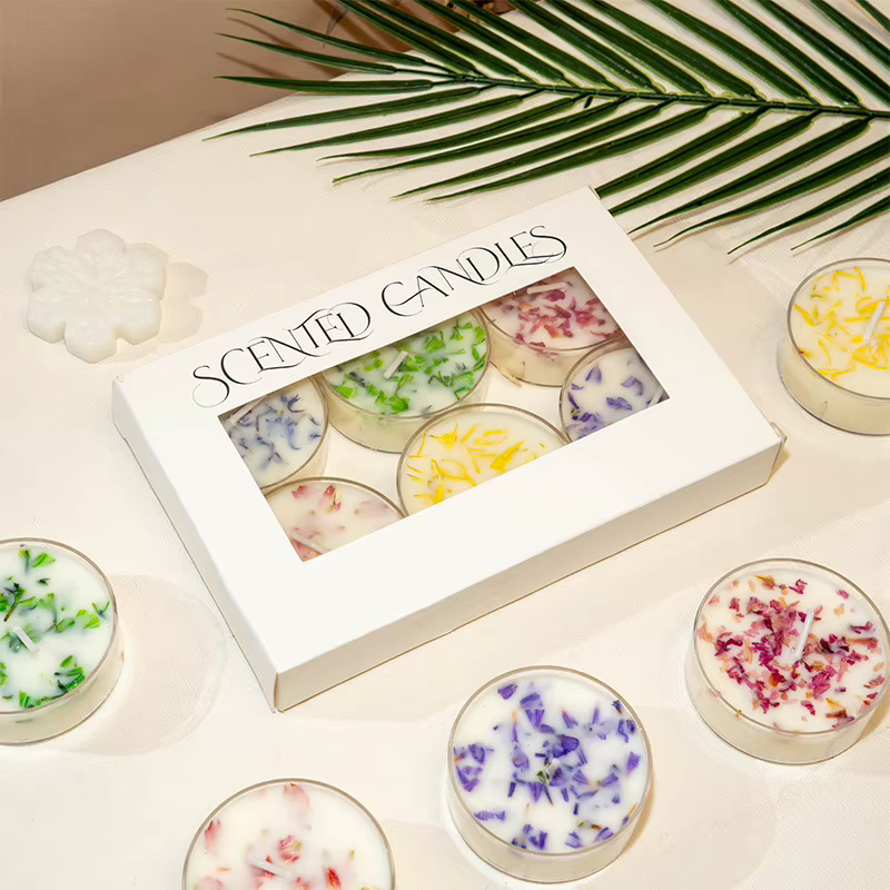 Coffret cadeau de bougie d'aromathérapie florale (6 pièces) – Décor floral conservé avec 6 parfums