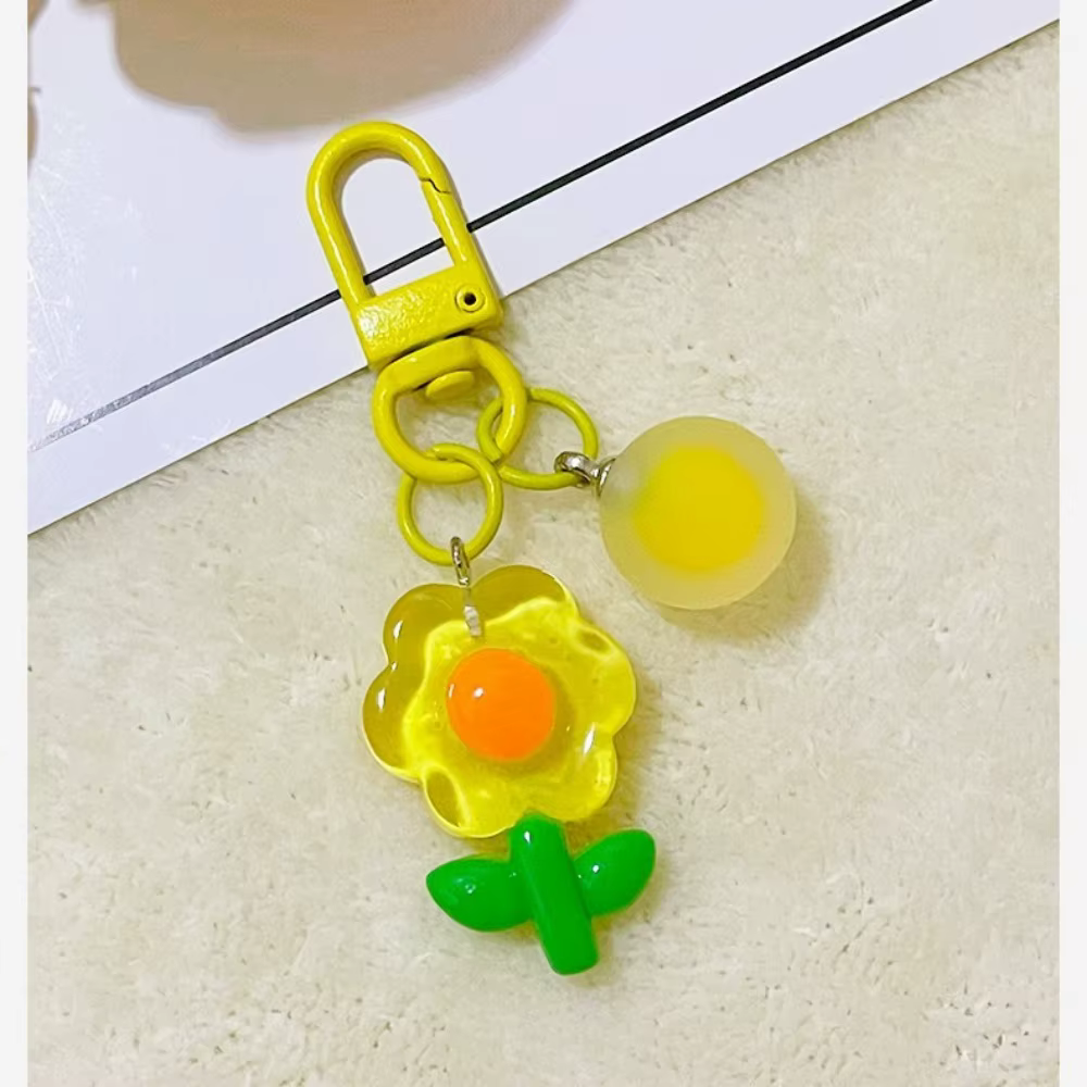 Porte-clés pendentif fleur multicolore, porte-clés cœur coloré en acrylique, breloque sac Kawaii pour sac à dos et sac à main, tendance