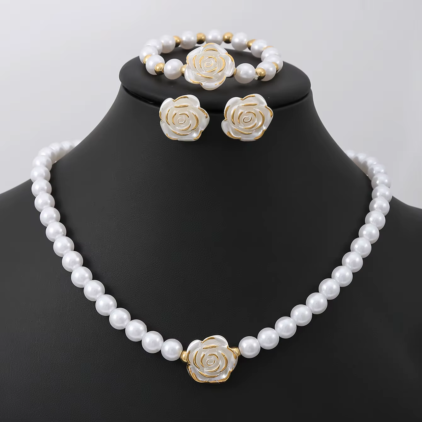 Collier et Bracelets en Imitation de perles pour femmes, élégant, fleur délicate, boucles d'oreilles, polyvalent, quotidien, fête, Banquet, mariage, bijoux cadeaux