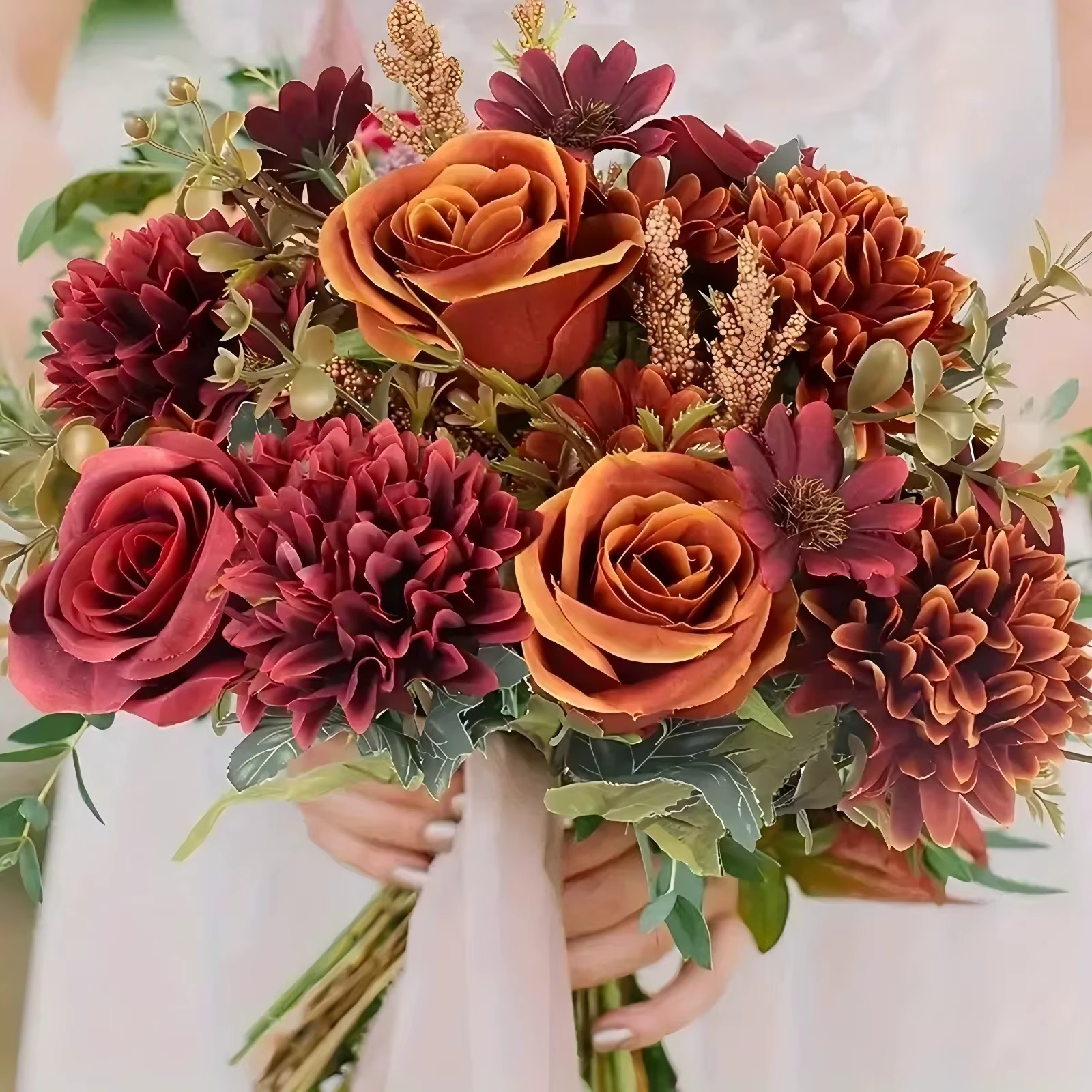 Bouquet de chrysanthème de roses artificielles de couleur d'automne