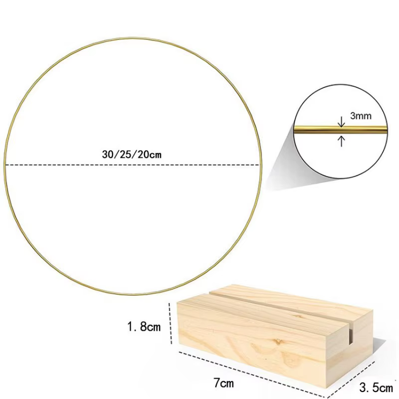 10 cerceaux floraux ronds en métal de 25 cm avec bases en bois pour décoration de table de mariage
