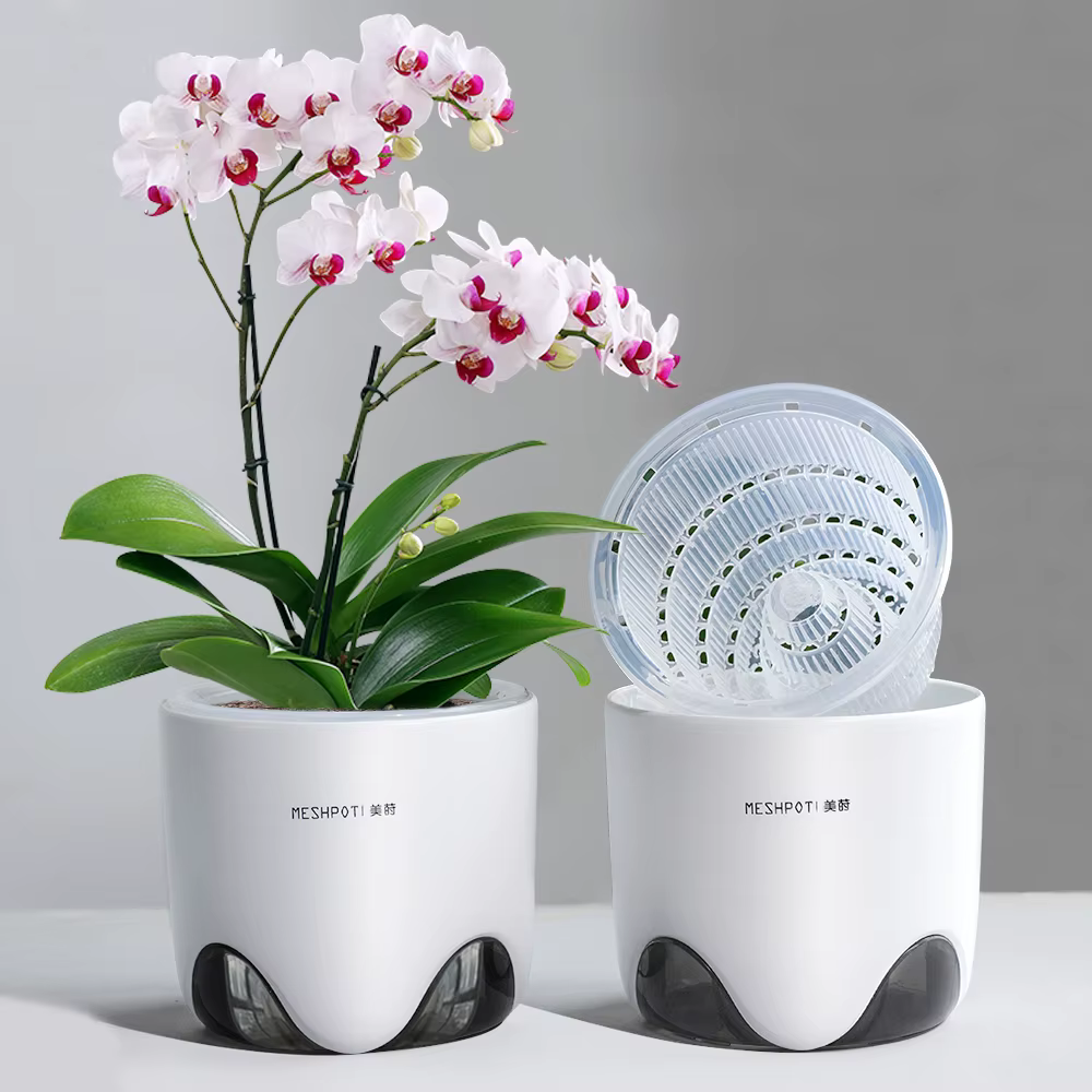 Pot d'orchidée en meshpot avec trous d'air