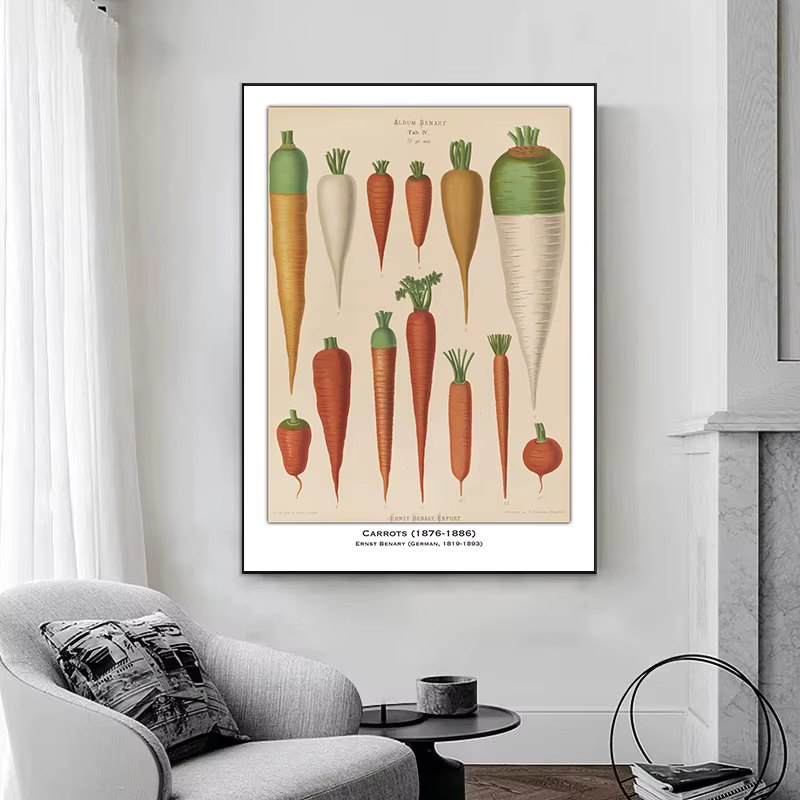 Affiche d'illustration d'étude botanique de Fruits et légumes Vintage