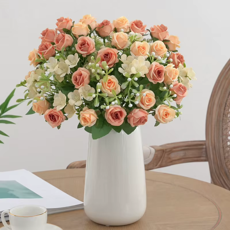 Bouquet d'hortensia de roses artificielles d'aloès vert