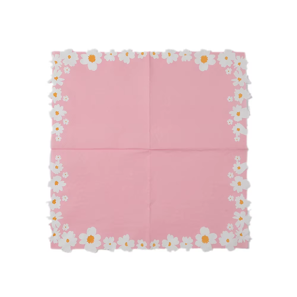 Serviettes en papier roses imprimées de fleurs