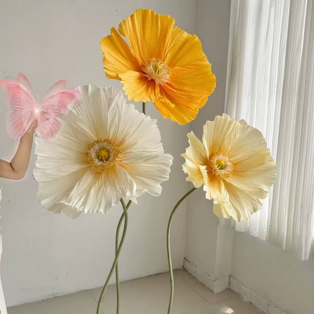 Ensemble de 3 fleurs de sol de Simulation de pavot