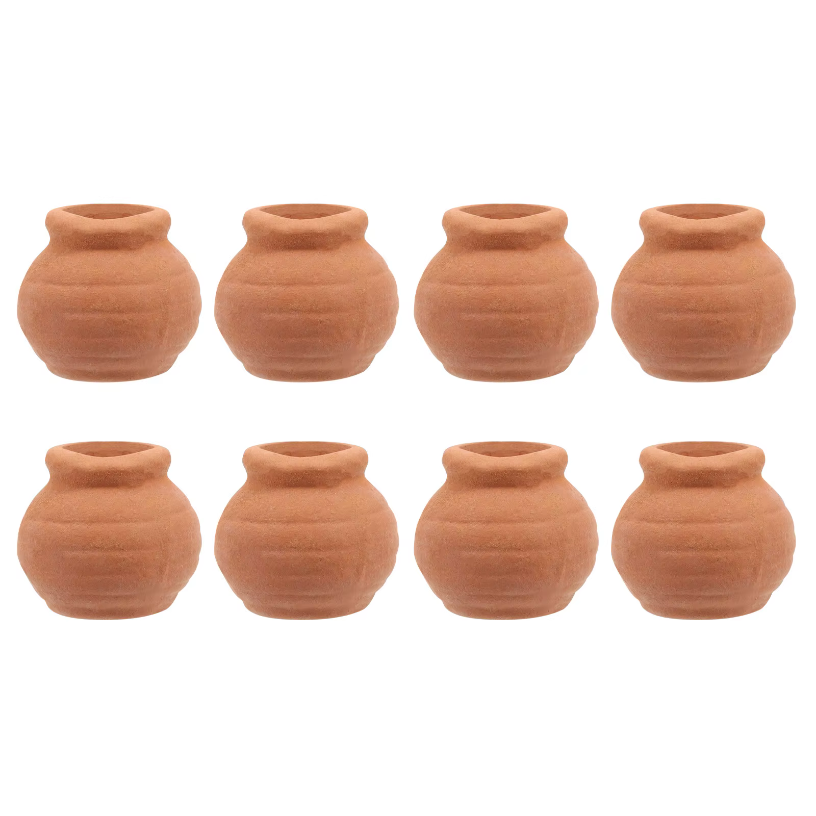 8 petits pots en argile
