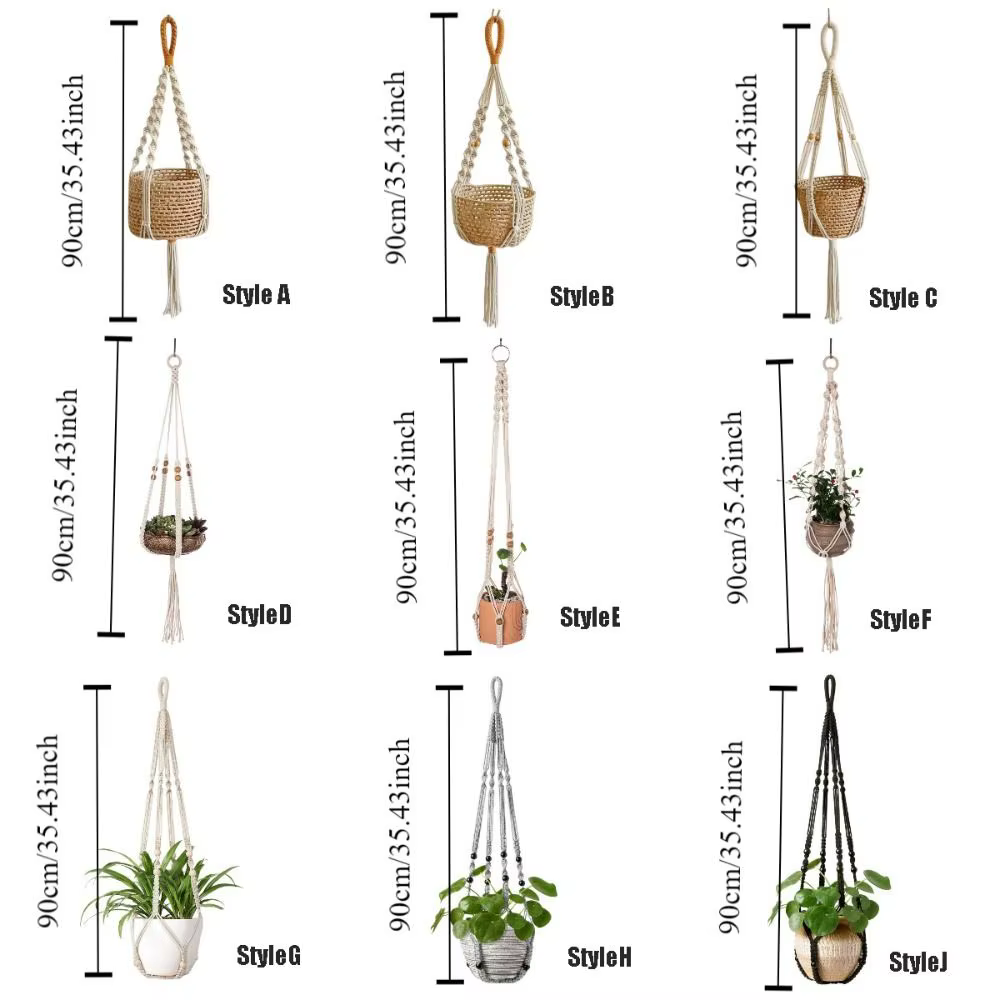 Support de pot de fleurs suspendu en corde de coton style bohème