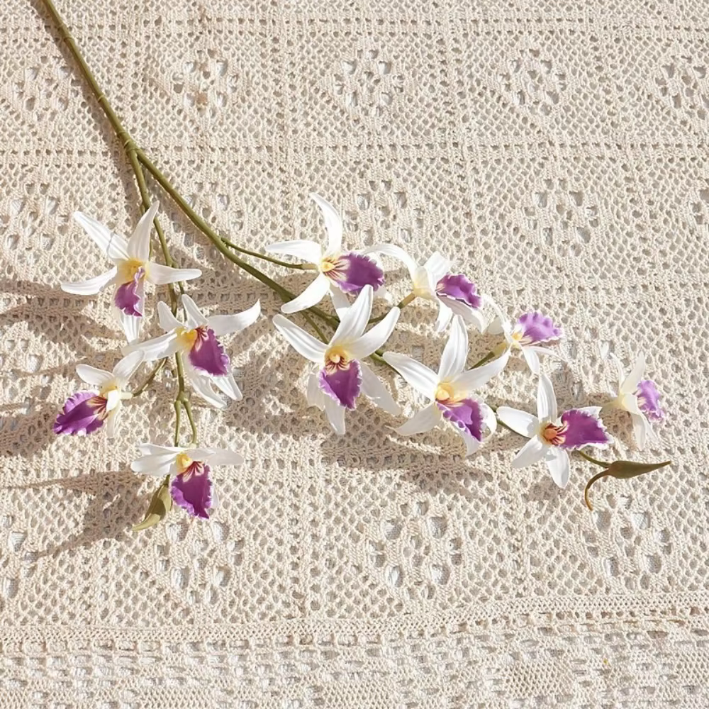 2 Branches d'Orchidées Artificielles Dendrobium Réalistes au Toucher Naturel