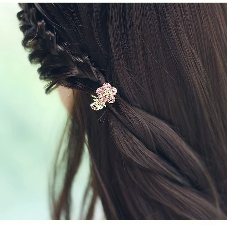 Mini pince à cheveux en strass tchèque motif floral pour femme, barrettes latérales pour franges, pinces à cheveux pour mèches lâches, accessoire de coiffure quotidien