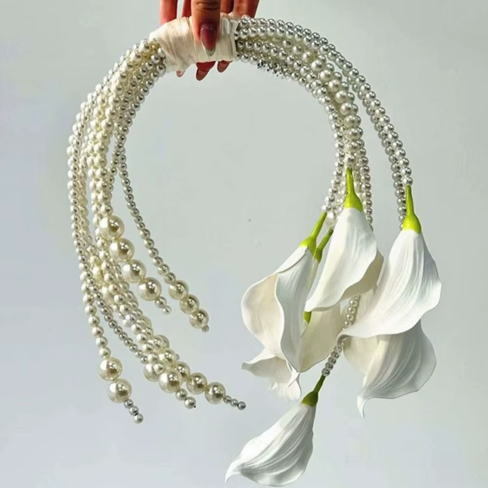 Bouquet de fleurs artificielles de luxe avec perles pour mariage