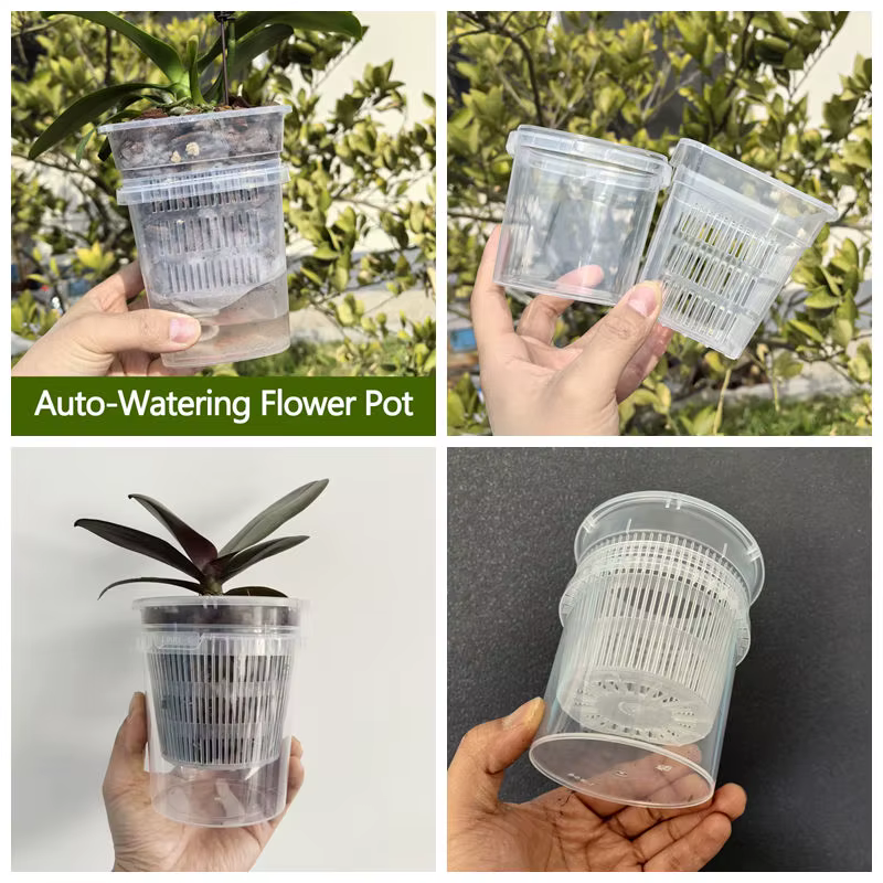 Pot de fleurs auto-arrosant à double couche pour plantes