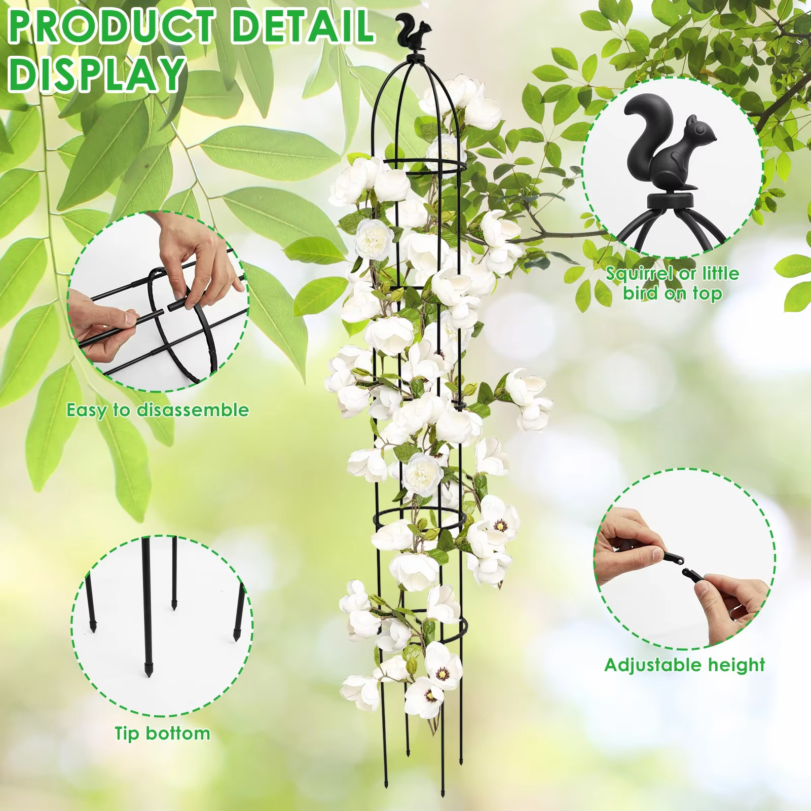 Lot de 2 obélisques de jardin pour plantes grimpantes
