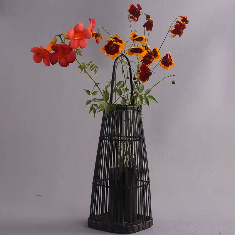 Vase à fleurs Zen en bambou fait à la main
