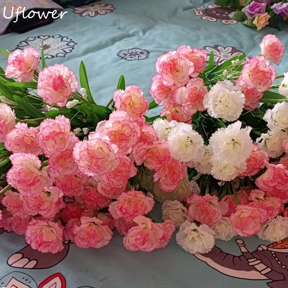 1 Bouquet de fleurs artificielles en soie d'oeillets
