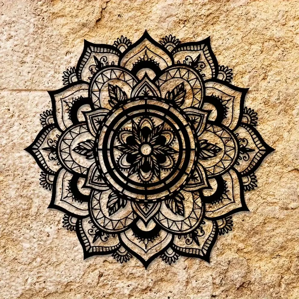 Décoration murale en métal Mandala Bohème Fleur de Lotus Zen pour la maison
