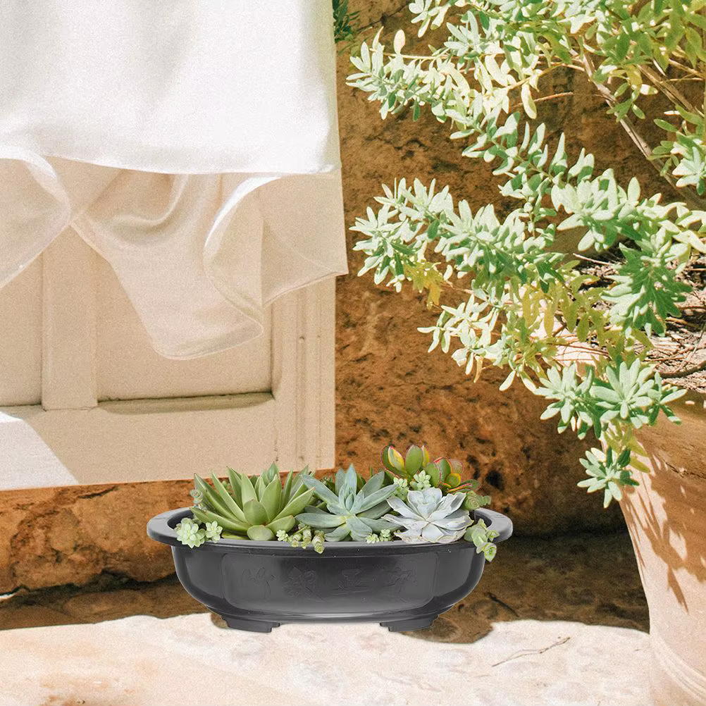 Lot de 2 pots de fleurs en plastique