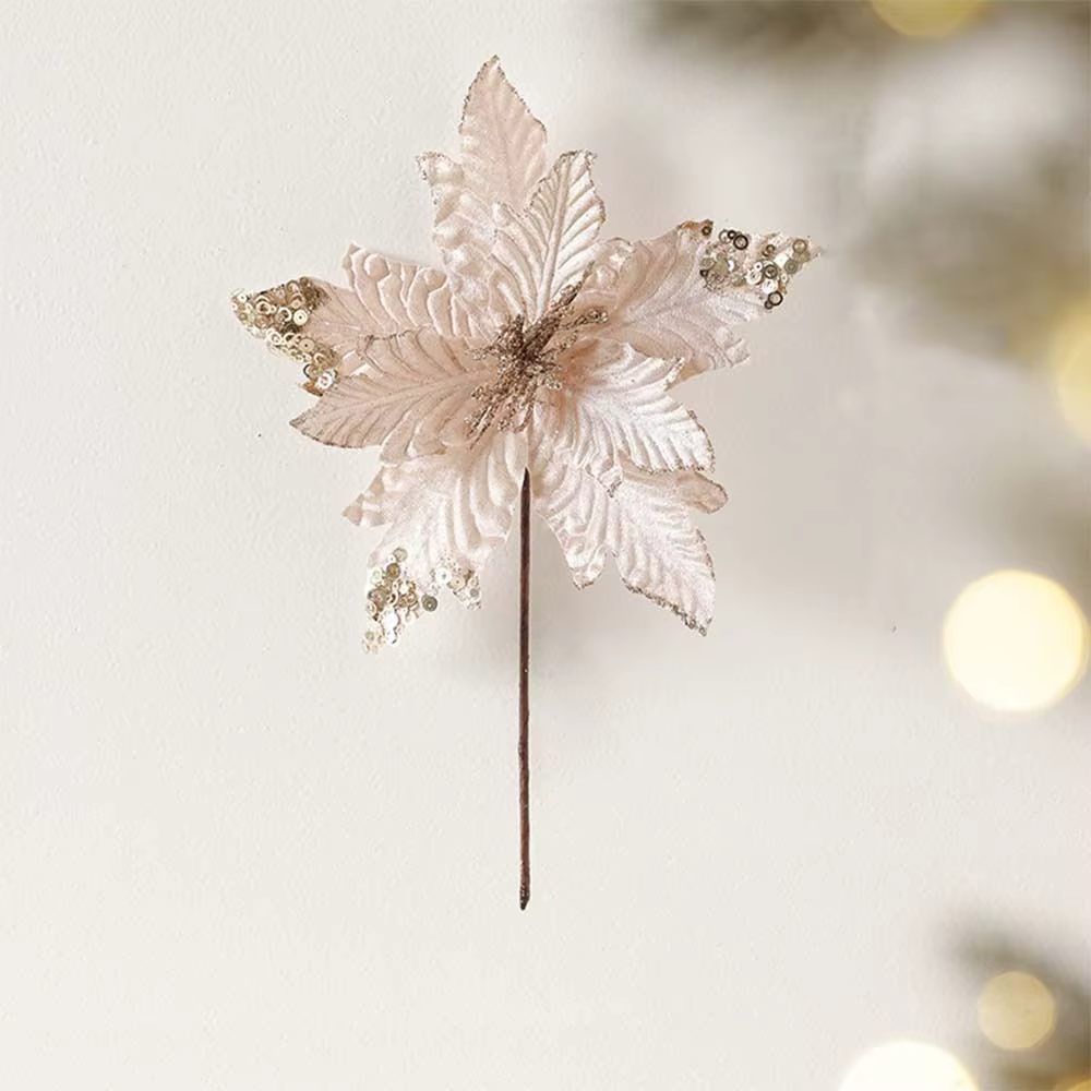 25 cm noël Poinsettia paillettes fleur