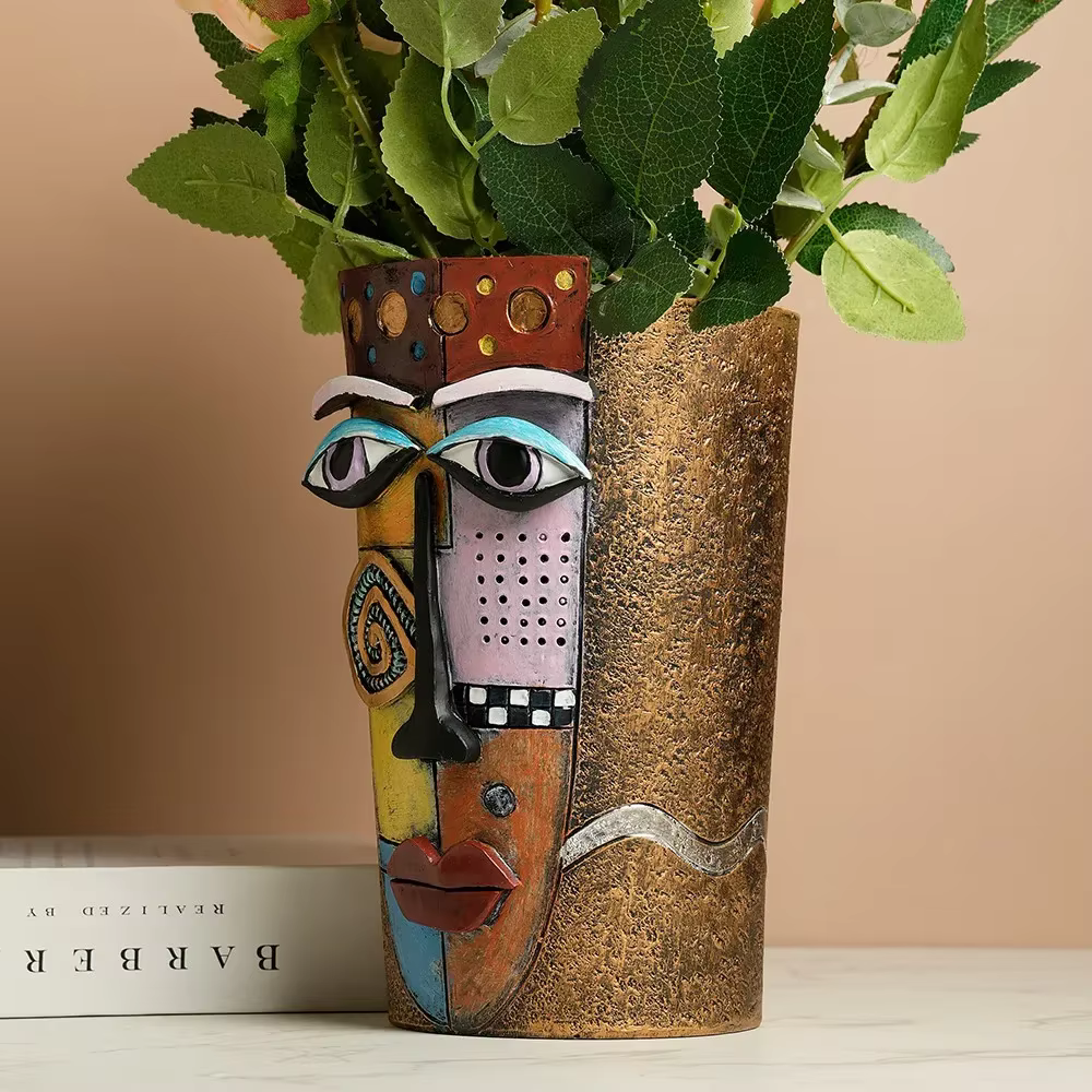 Picasso Brutalist Abstract Beauty Face Flower Pot Ornaments Head Planter Container Garden Decoration Outdoor Accessories Vases