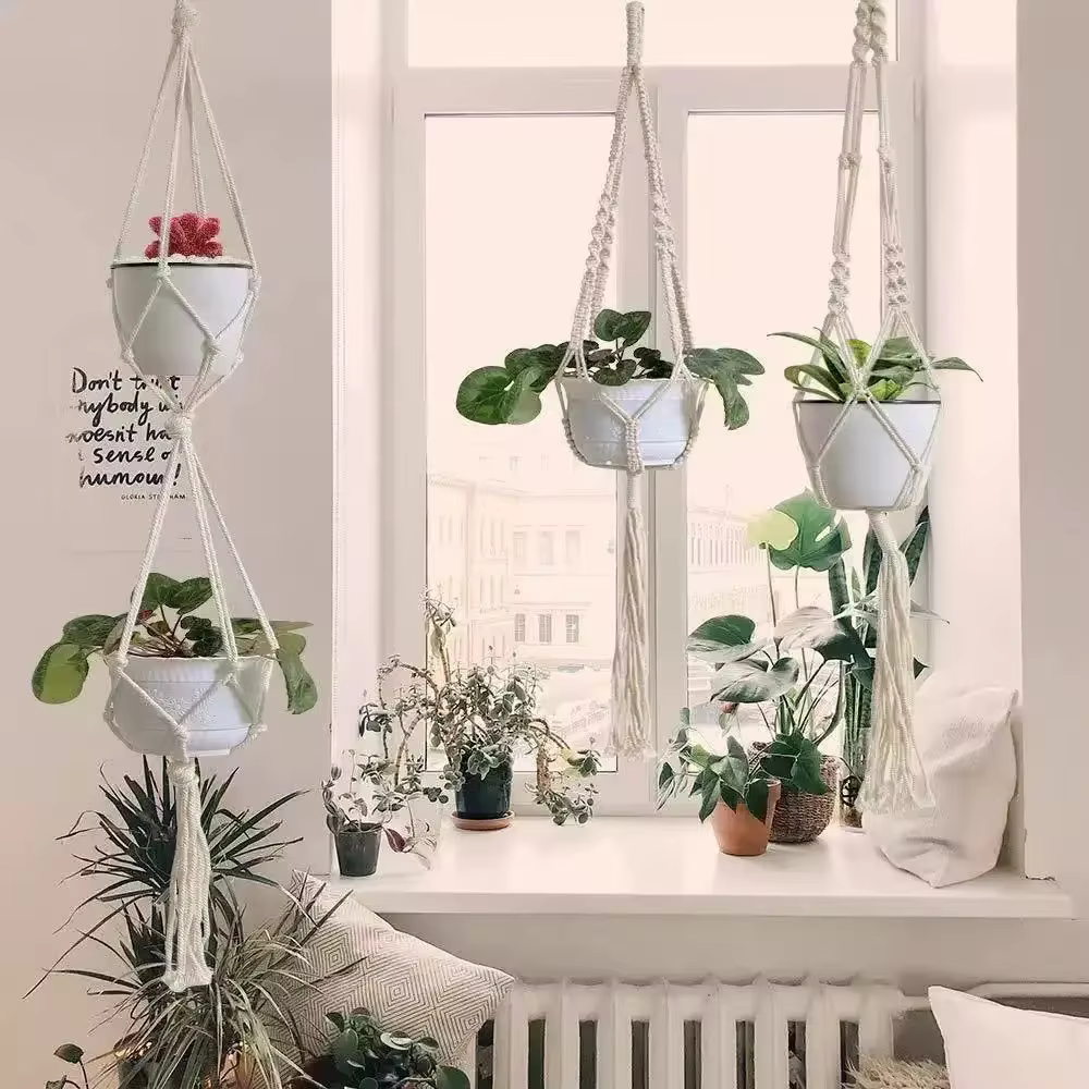 Paniers suspendus pour plantes de style bohème