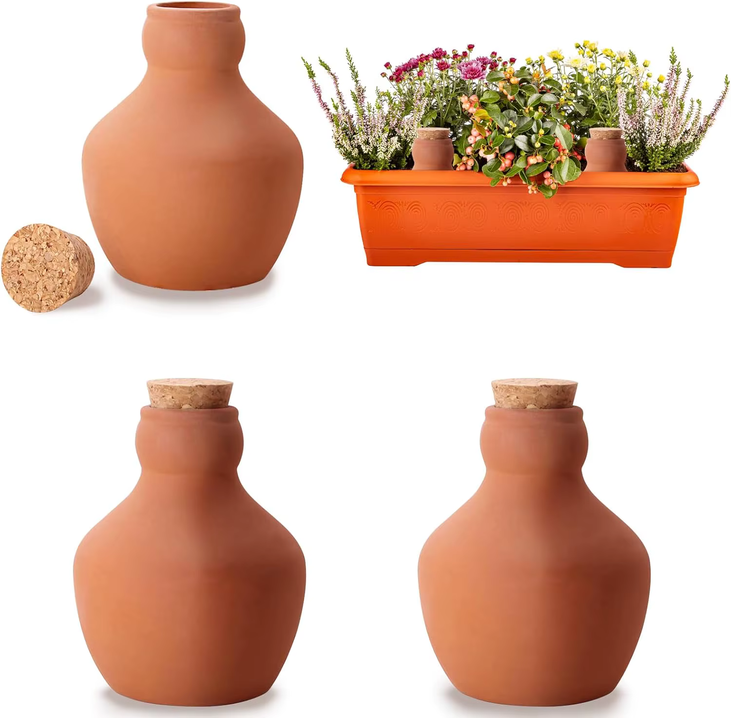 Globes d'arrosage en terre cuite