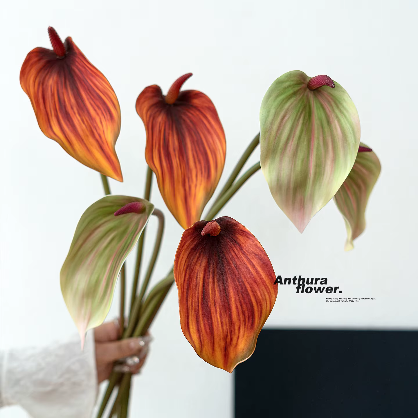 10 pièces EVA 3D impression paume artificielle Anthurium plantes fleur branche bricolage décoration de mariage matériel d'arrangement Floral