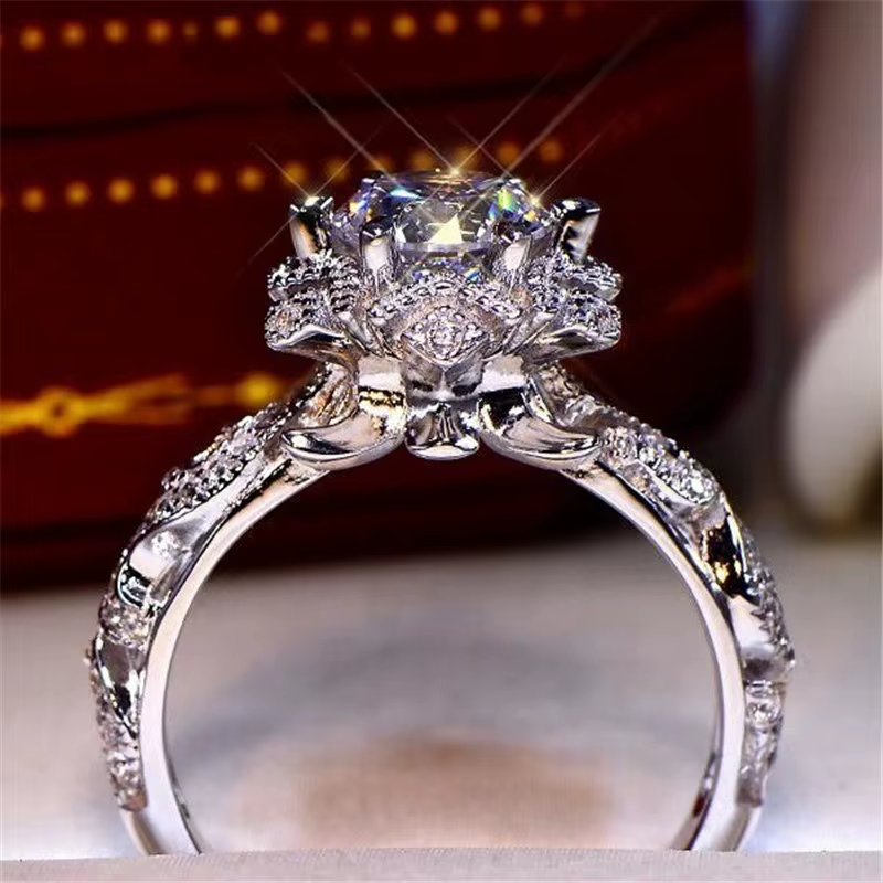 Bague fleur en argent Sterling 925 pour femmes, breloque brillante AAA CZ, bague de mariage, bijoux cadeau