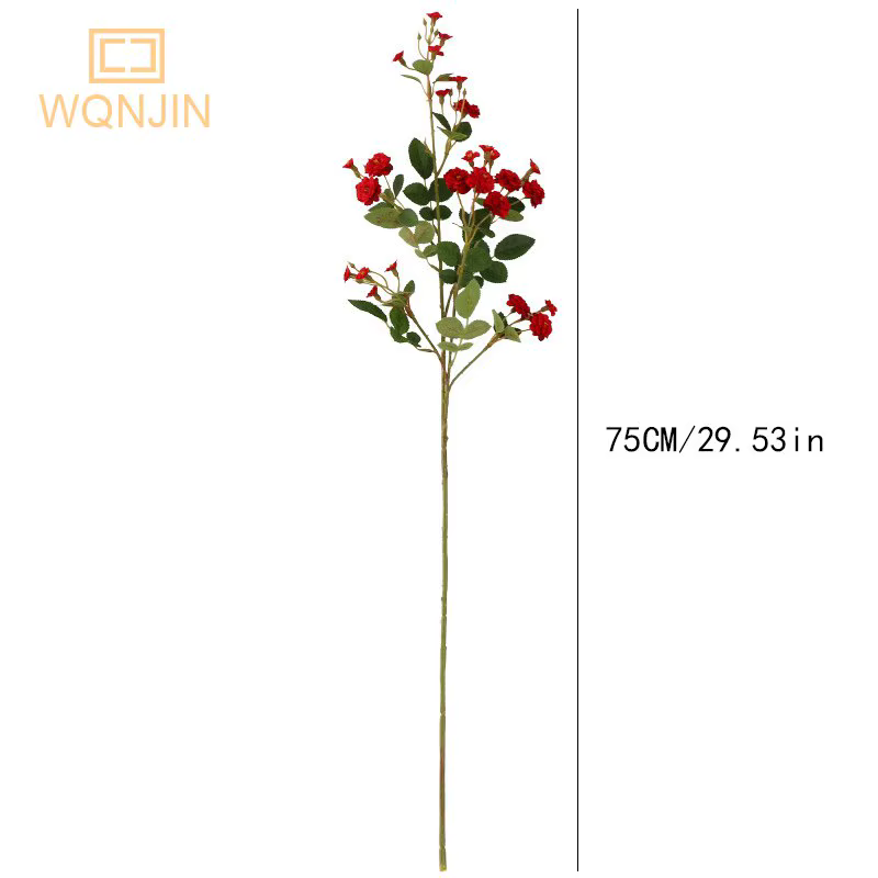 WQNJIN 75 cm bleu haute qualité européenne Mini Roses longue branche fleurs en soie artificielle maison Table pièce maîtresse décor de chambre