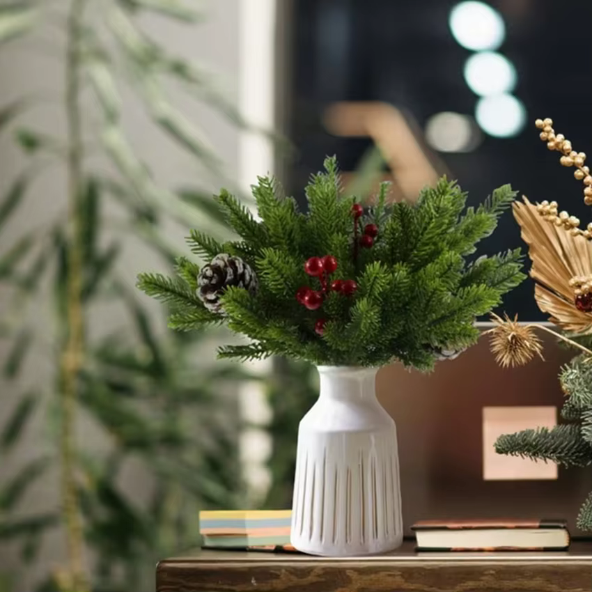 50/100Pcs Plantes Artificielles Arbre De Noël Maison Salle Table Décoration En Plein Air Délicat Clebration Ornement