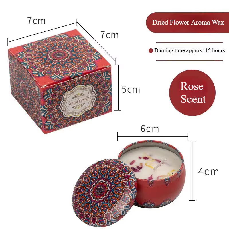 Bougie d'aromathérapie de fleurs séchées parfumées rétro