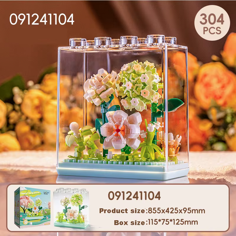 Blocs de construction de fleurs éternelles avec couvercle transparent