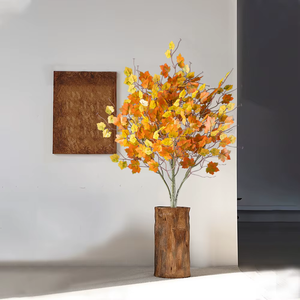 Feuilles d'Érable Artificielles, Fausses Plantes Tropicales, Branche pour Festival de Récolte, Décor d'Halloween, 40-60cm