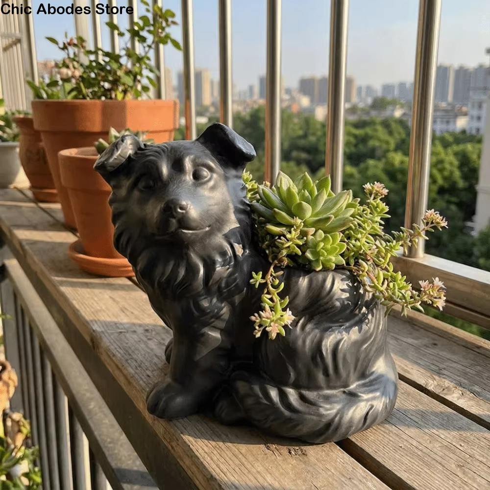 Pot de fleurs en céramique mignon en forme de chien