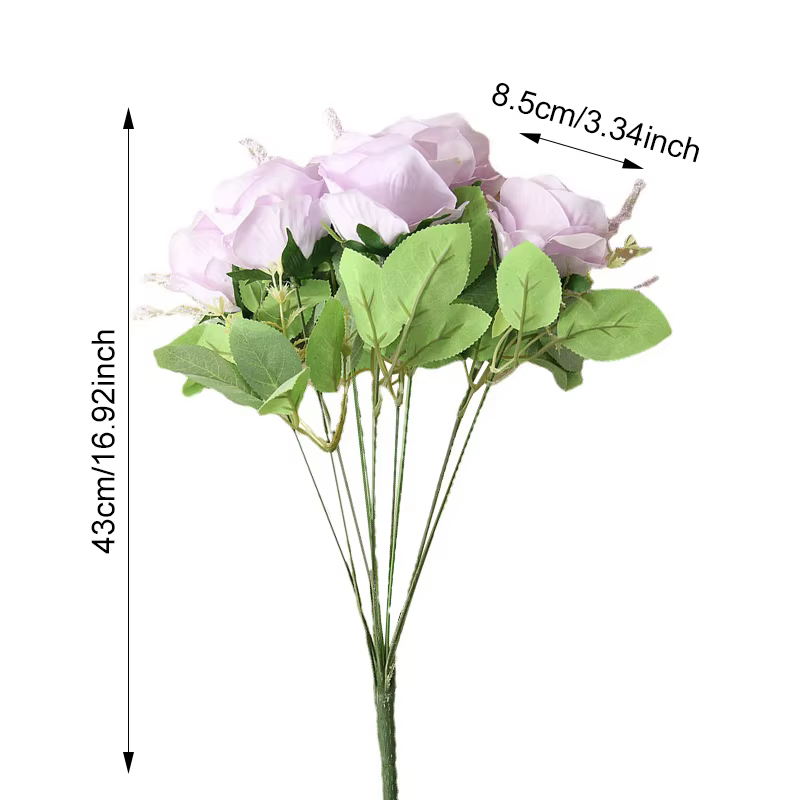 Bouquet de roses en soie à 9 têtes