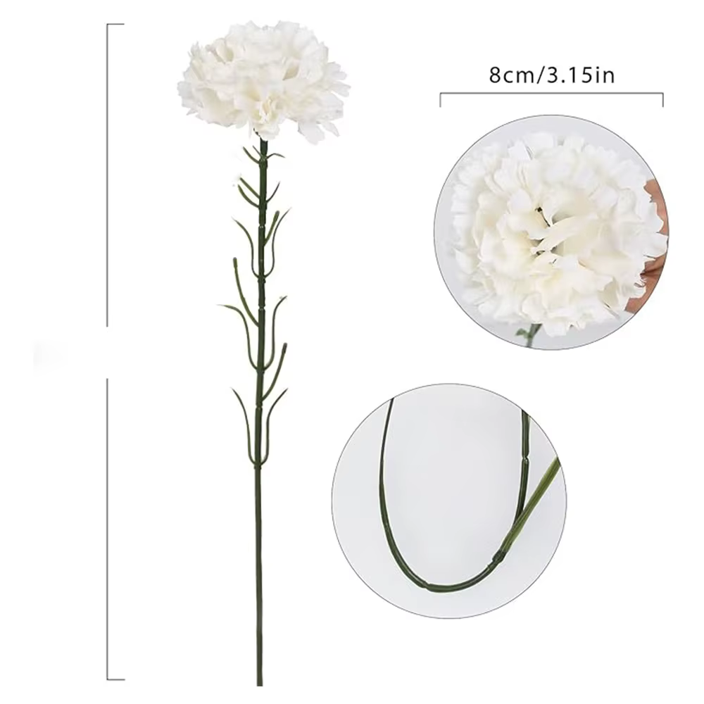 Bouquet de fleurs artificielles d'œillets blancs