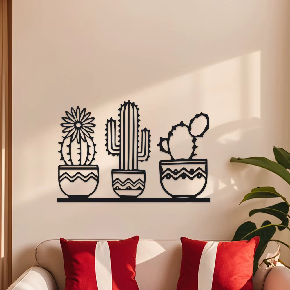 Un art mural en métal de cactus