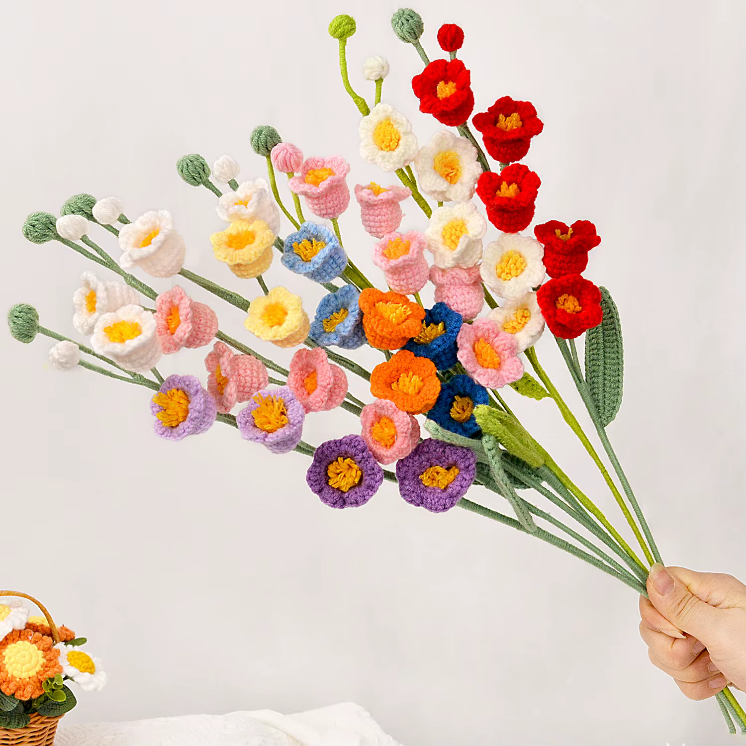 Bouquet de fleurs en tissu au Crochet fait à la main