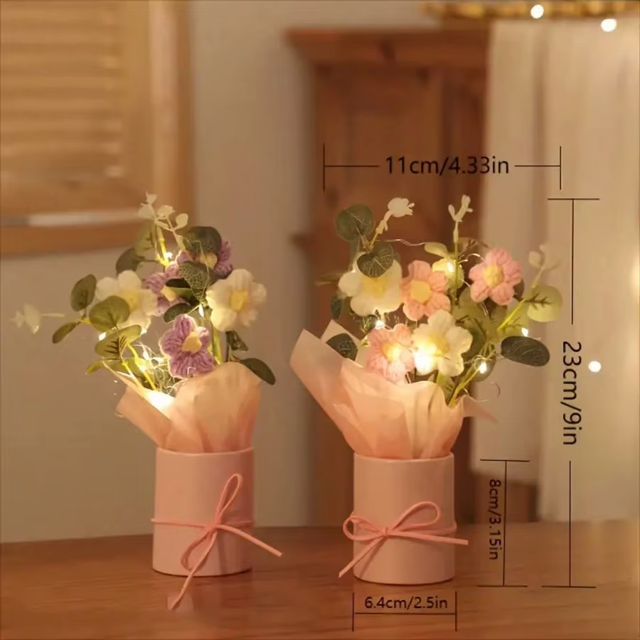 Bouquet de fleurs artificielles en laine bouffante
