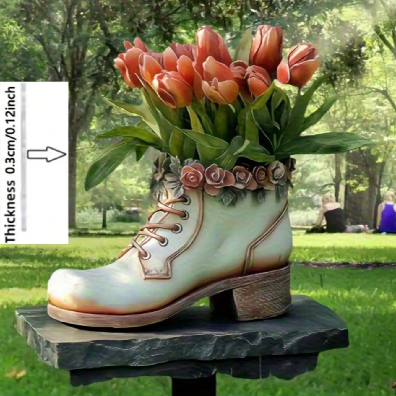 1 pièce de décoration de jardin en forme de « Chaussures et Tulipes » aux couleurs vives