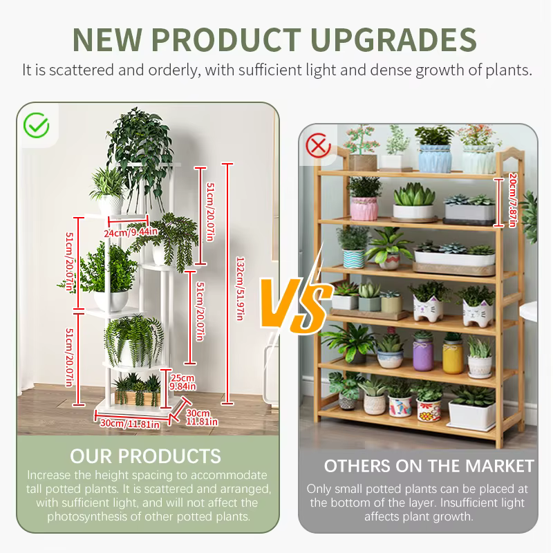 Étagère en bois pour plantes et fleurs
