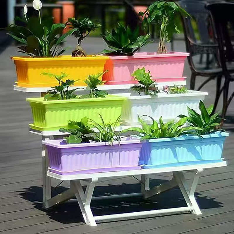 Pots de fleurs rectangulaires en plastique respirant