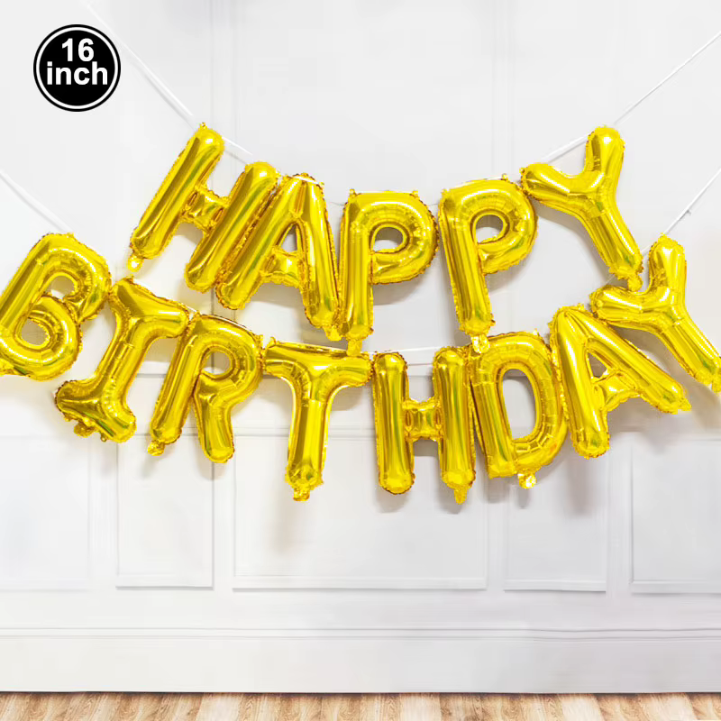Ballons de décoration joyeux anniversaire, rose, bleu, noir, or, rouge, ensemble de ballons en aluminium avec lettres colorées, fournitures de bannière de décoration pour fête d'anniversaire