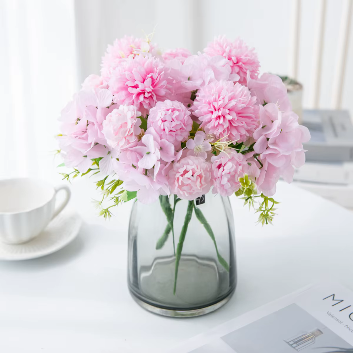 Hydrangeas artificiels en soie