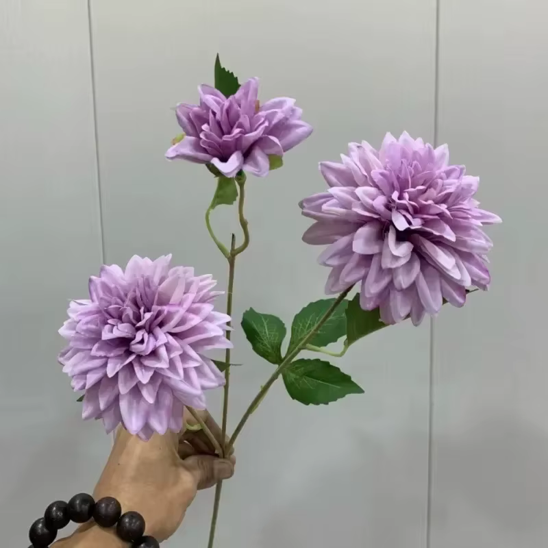 Magnifique fleur artificielle Dahlia à 3 têtes